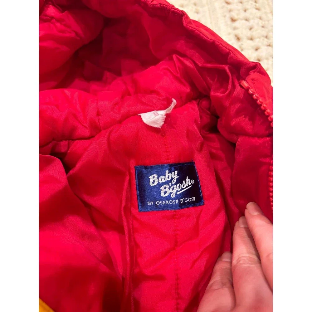 Baby Oshkosh b’gosh Snowsuit colorblock 90s attached feet mittens 18 24 12 mths